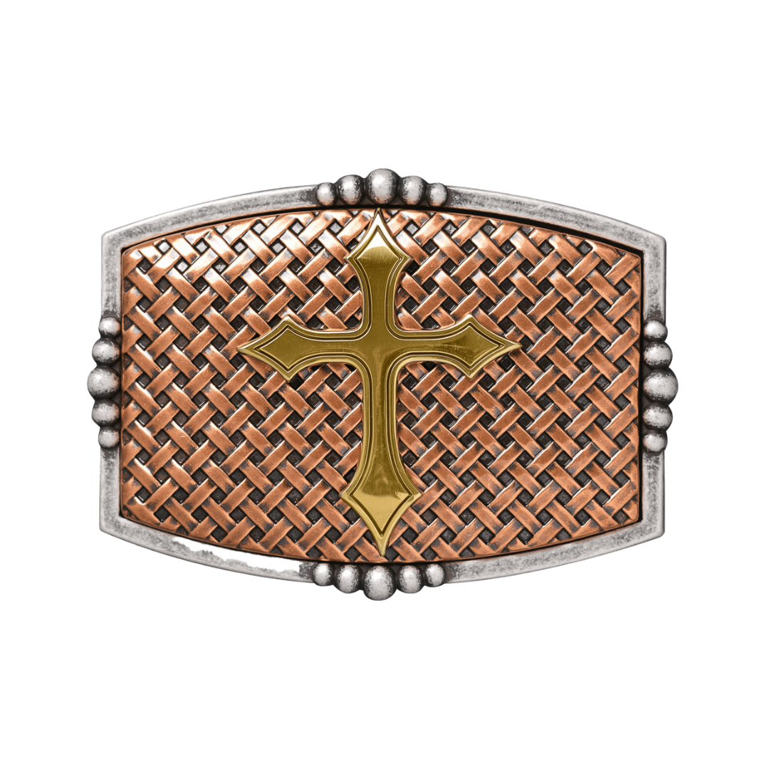 M&amp;F Nocona Copper Basketweave with Cross Buckle