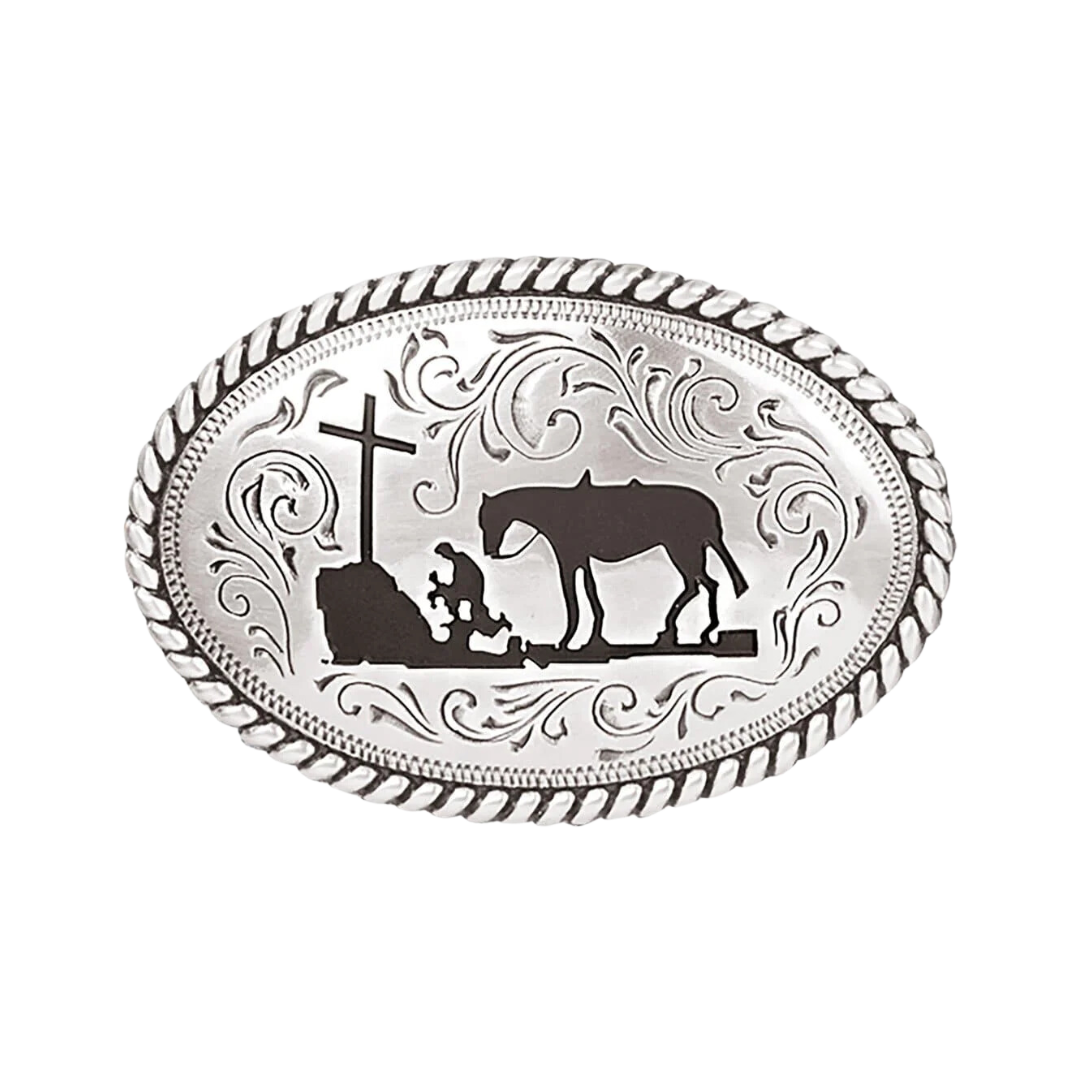 Nocona Youth Boy's Cowboy Prayer Silver Grey Buckle