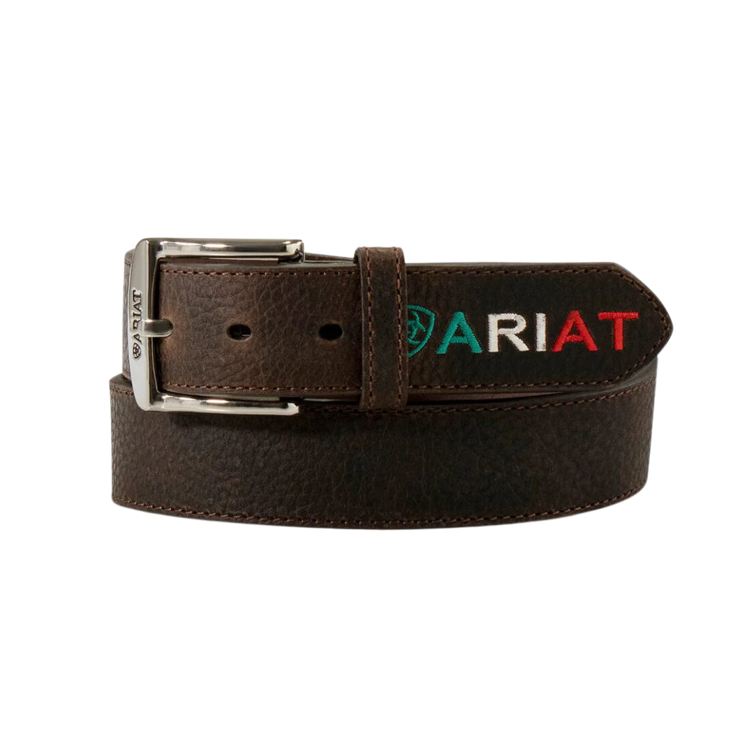 Ariat Brown Mexico Embossed Logo Belt