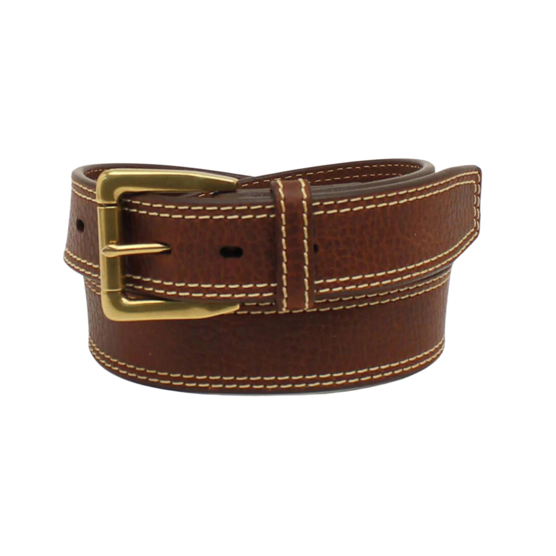 Ariat Men's Logo Concho Double Stitch Brown Belt