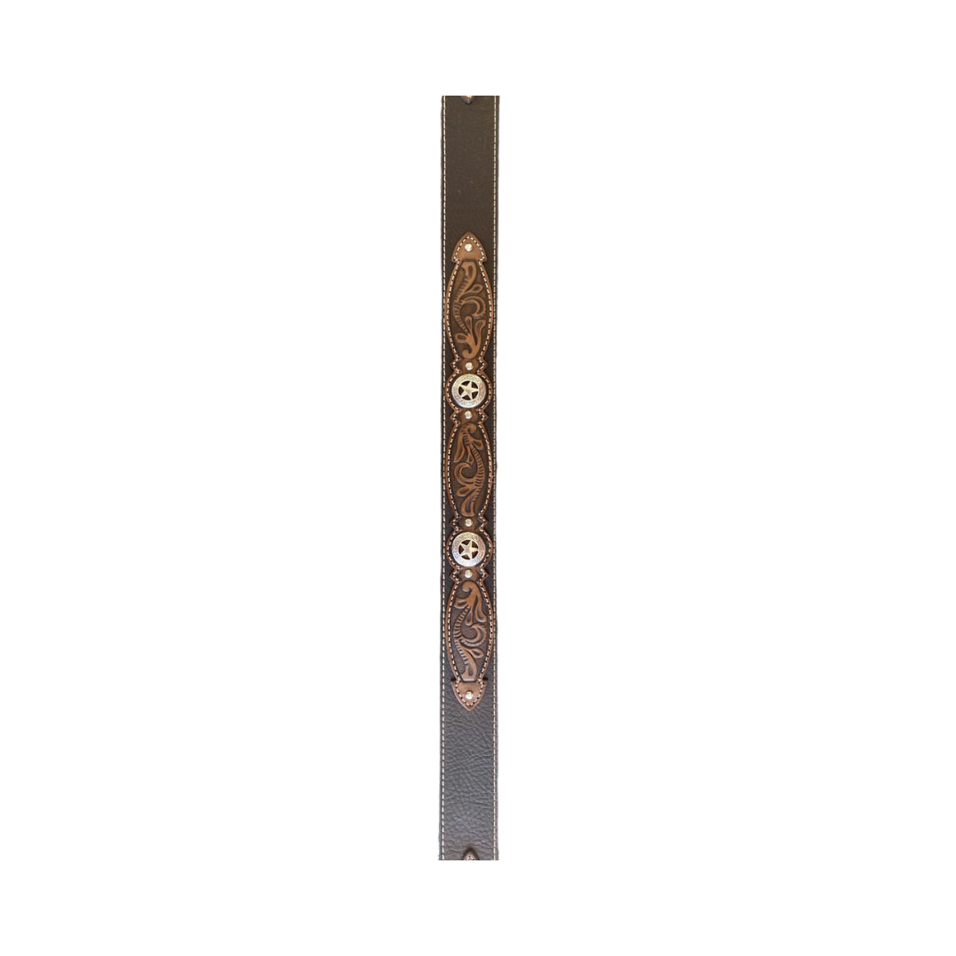 Ariat Men's Floral Tab Star Concho Brown Belt