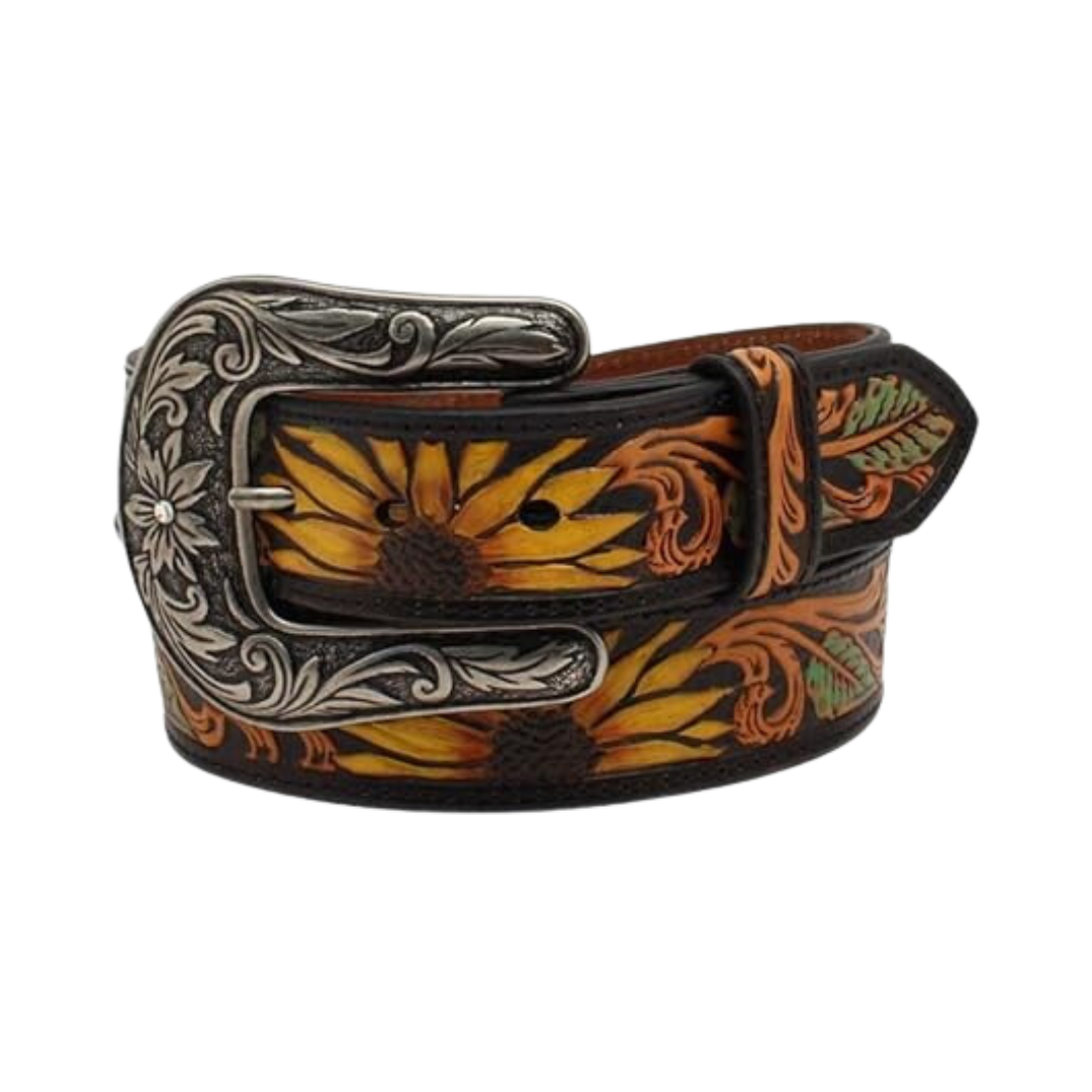 Nocona Women’s Tooled Sunflower Brown Belt