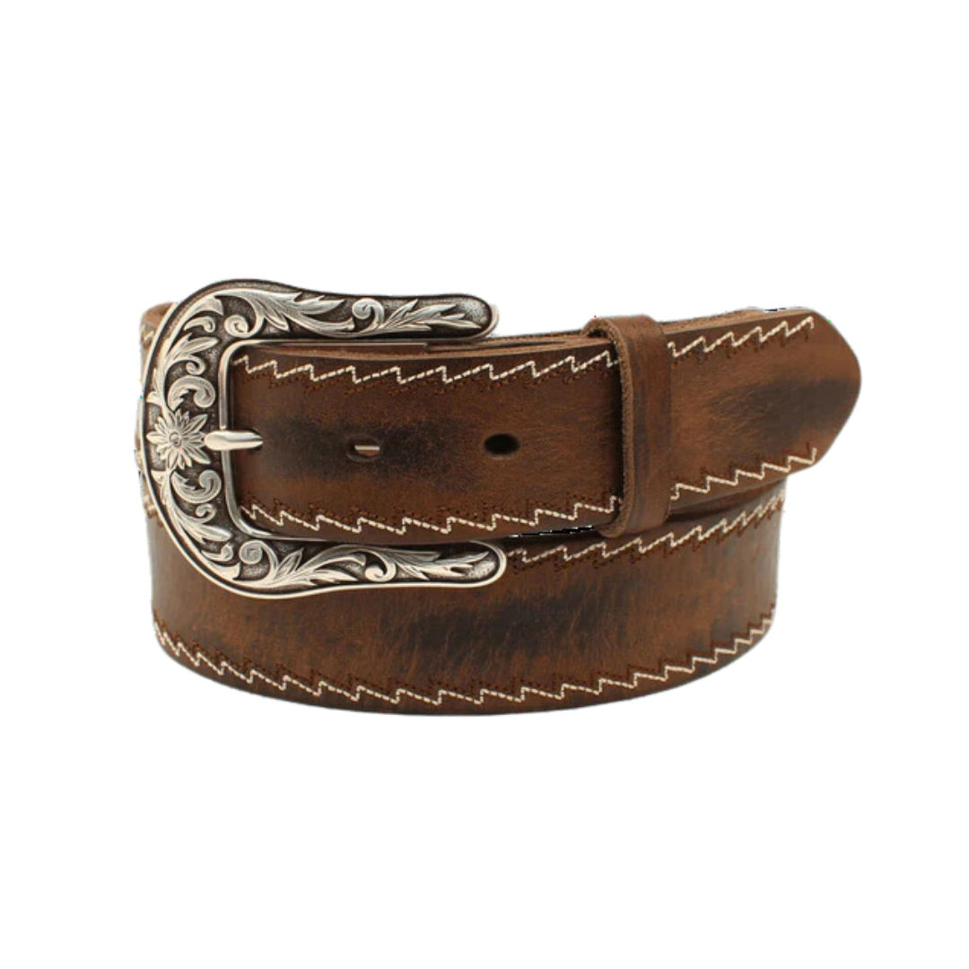 Nocona Women's Zigzag Edge Brown Belt