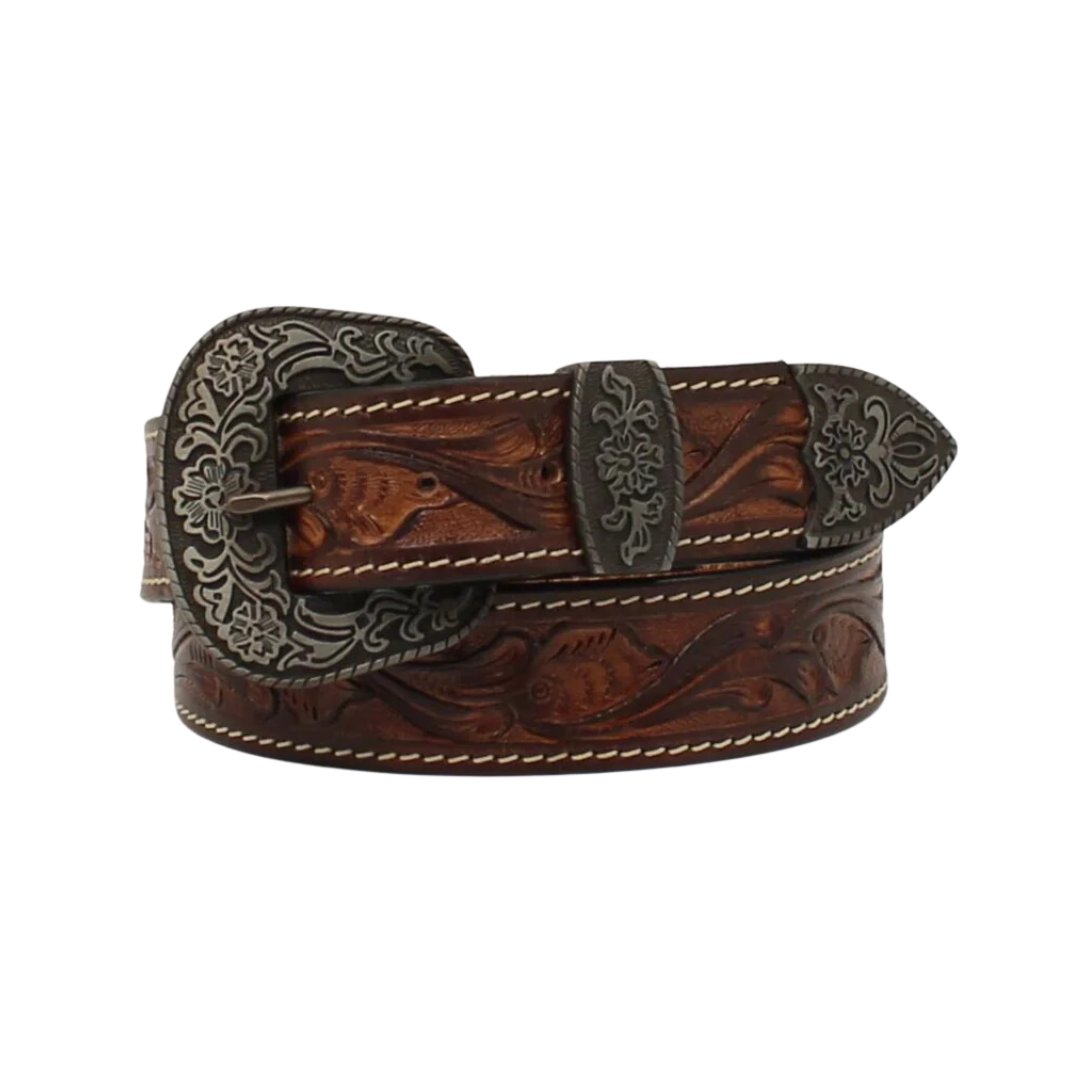 Nocona Men's HD Xtreme Floral Tooled Brown Belt