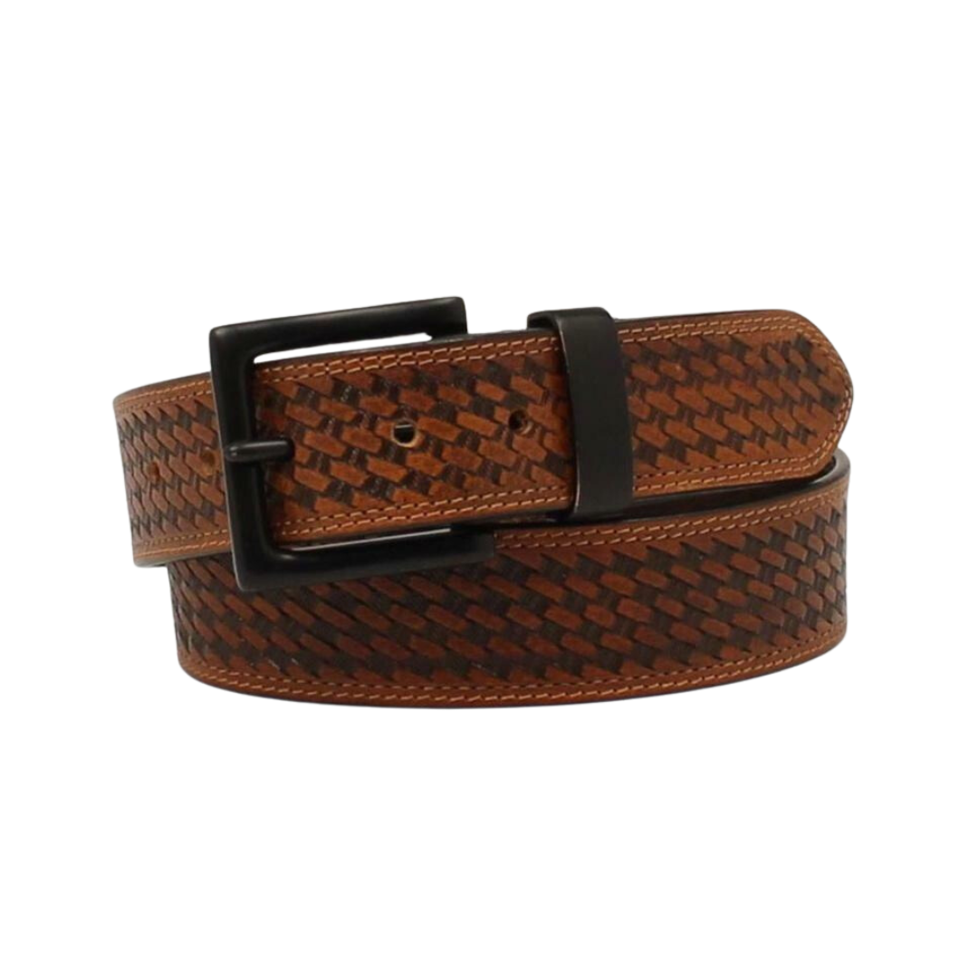 Nocona Men's HD Xtreme Basketweave Tooled Brown Belt