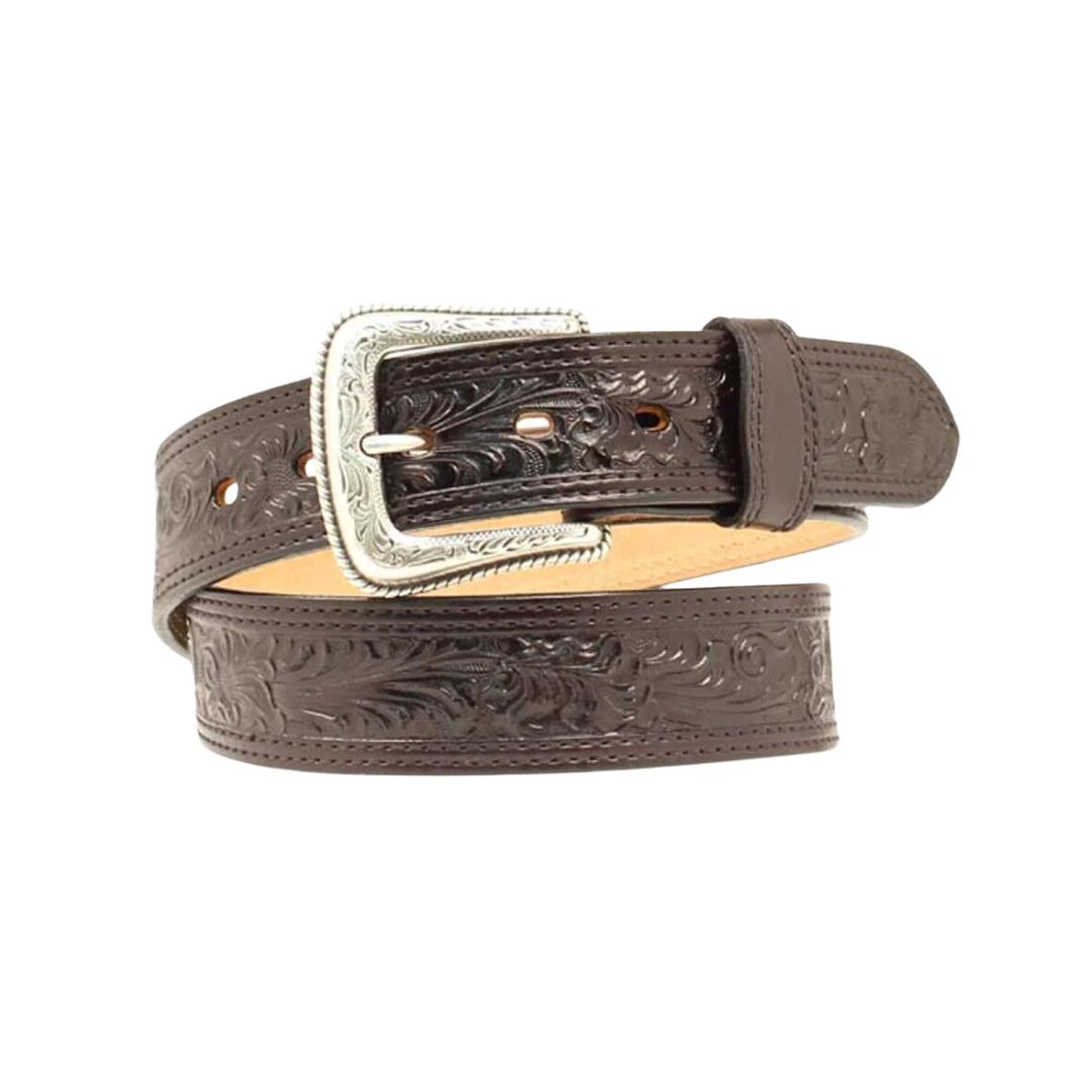 Nocona Men's Floral Embossed Brown Belt