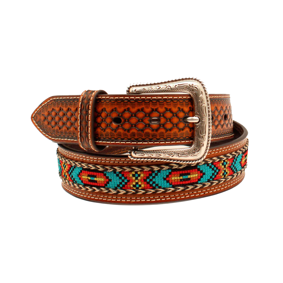 Nocona Men's Ribbon Inlay Brown Belt