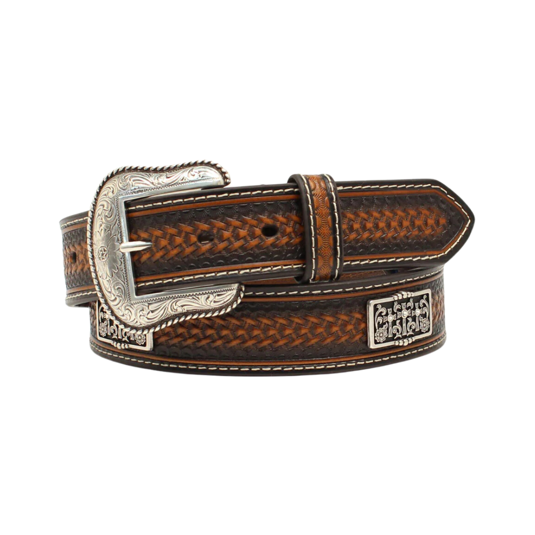 Nocona Men's Embossed Dark Brown Belt