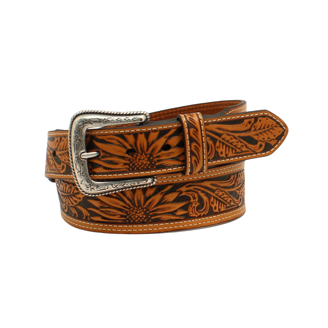 Nocona Men's Sunflower Tooled Tan Belt