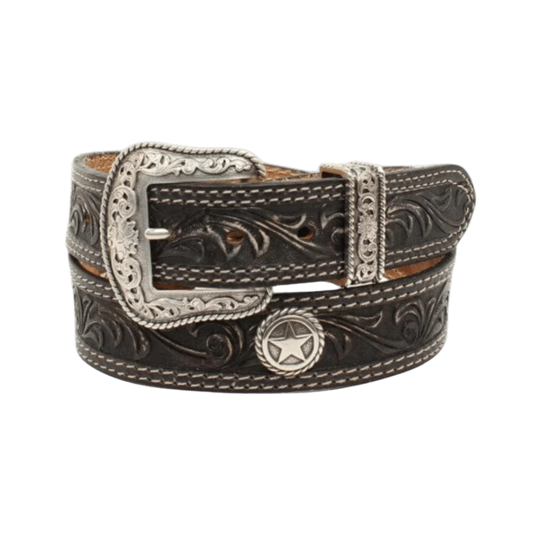 Nocona Men's Circle Star San Antonio Usa Leather Black Belt