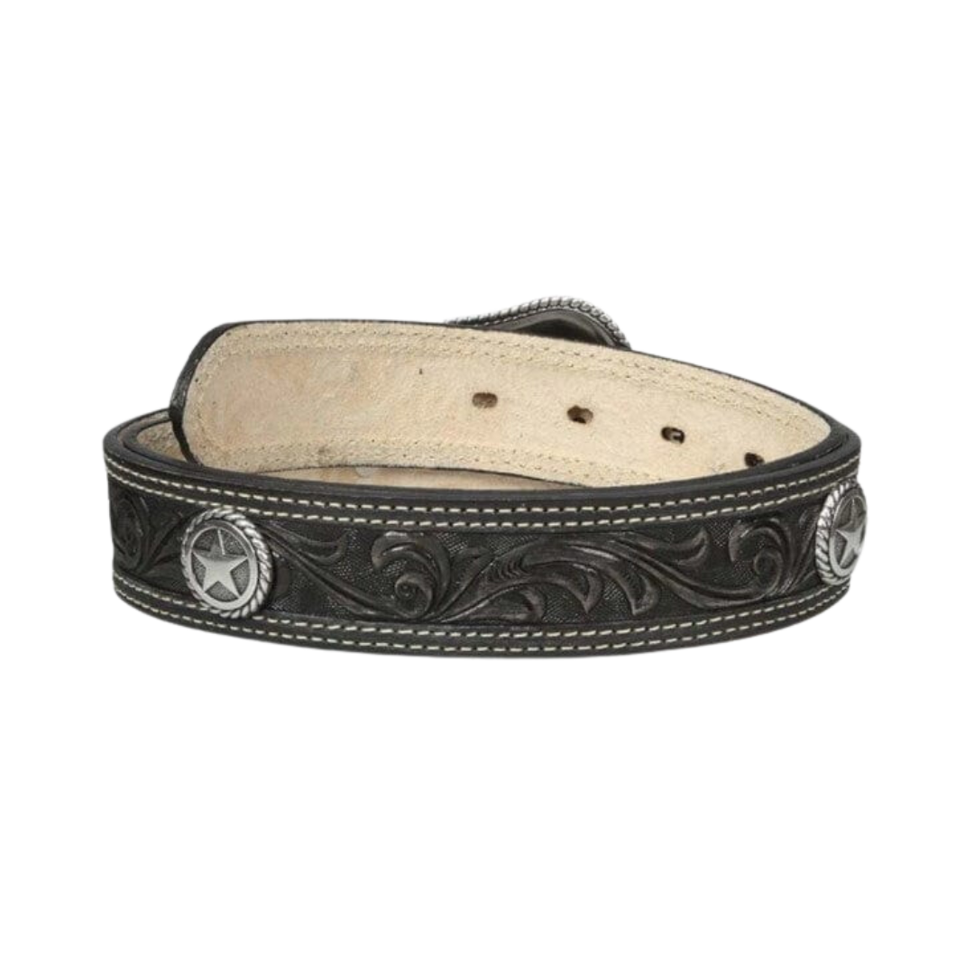 Nocona Men's Circle Star San Antonio Usa Leather Black Belt