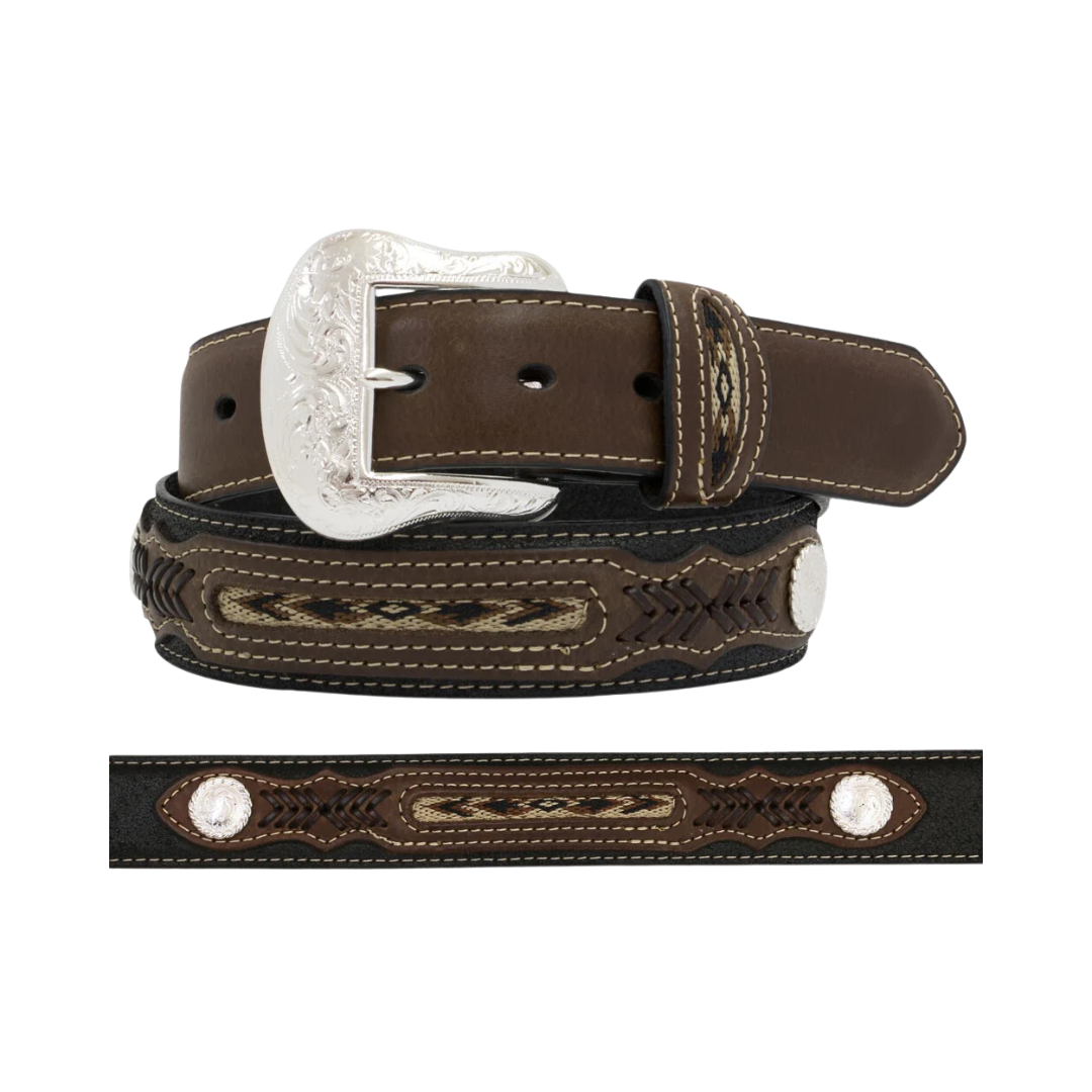 Nocona Men's Leather Two Tone Braided Brown Belt