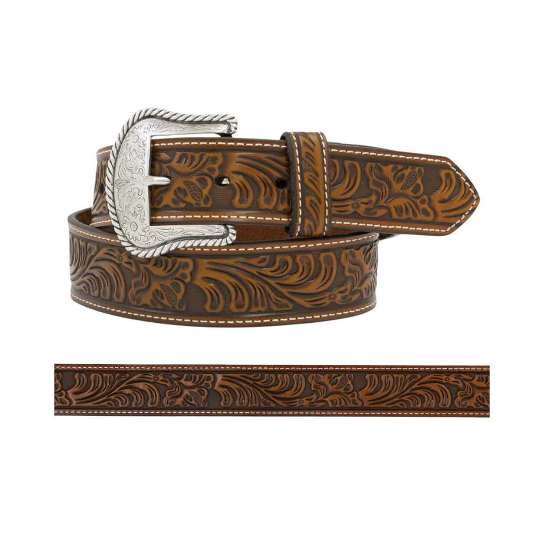 M&amp;f Mens Nocona With Floral Emboss Western Buckle Belt