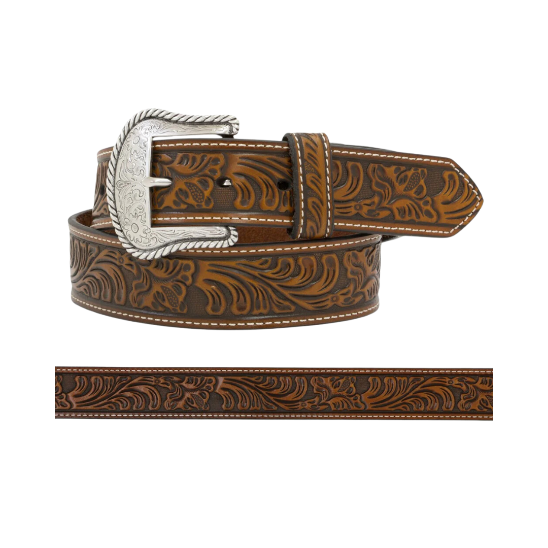Nocona Men's Floral Embossed Brown Belt