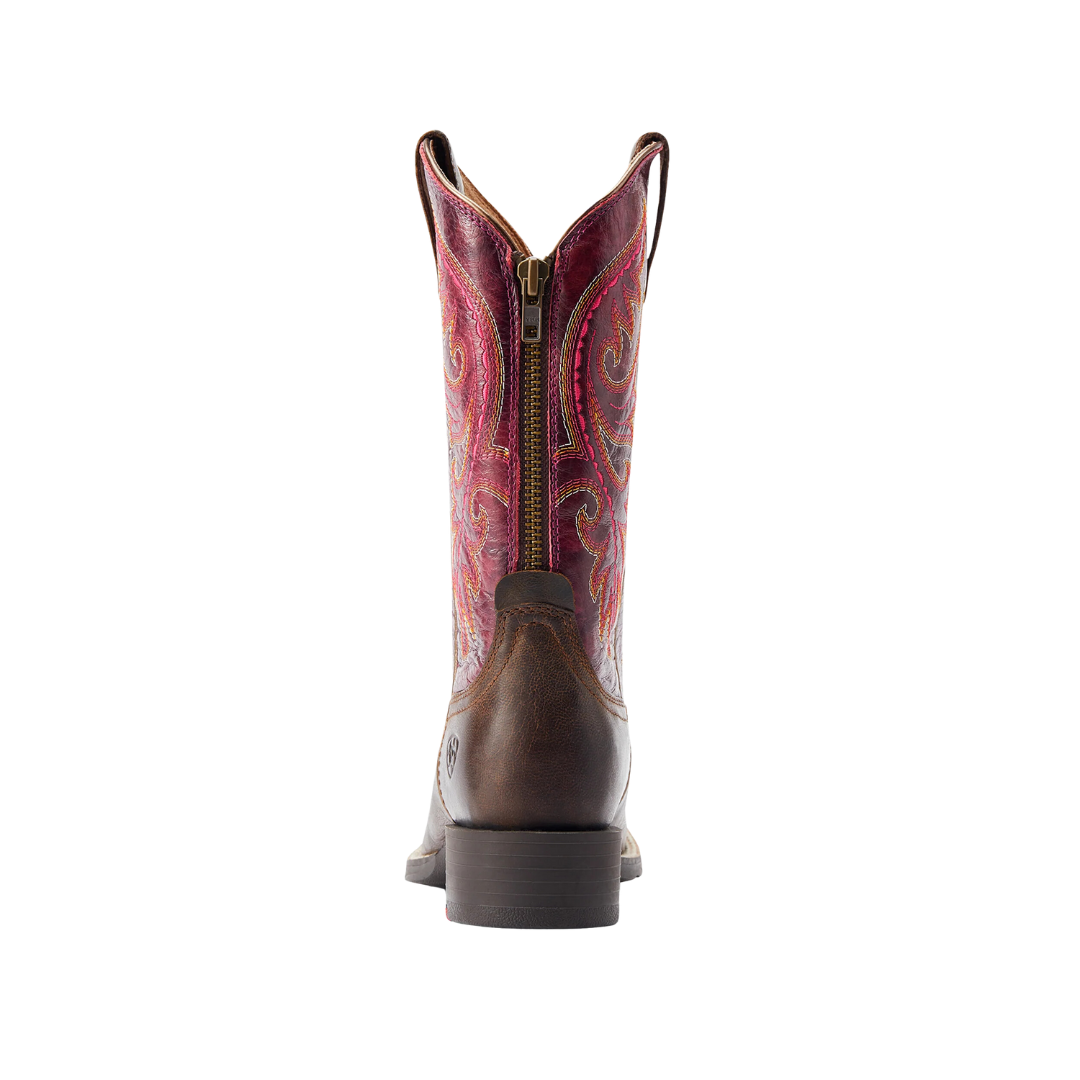 Ariat Women's Round Up Back Zip Worn Mocha Boots