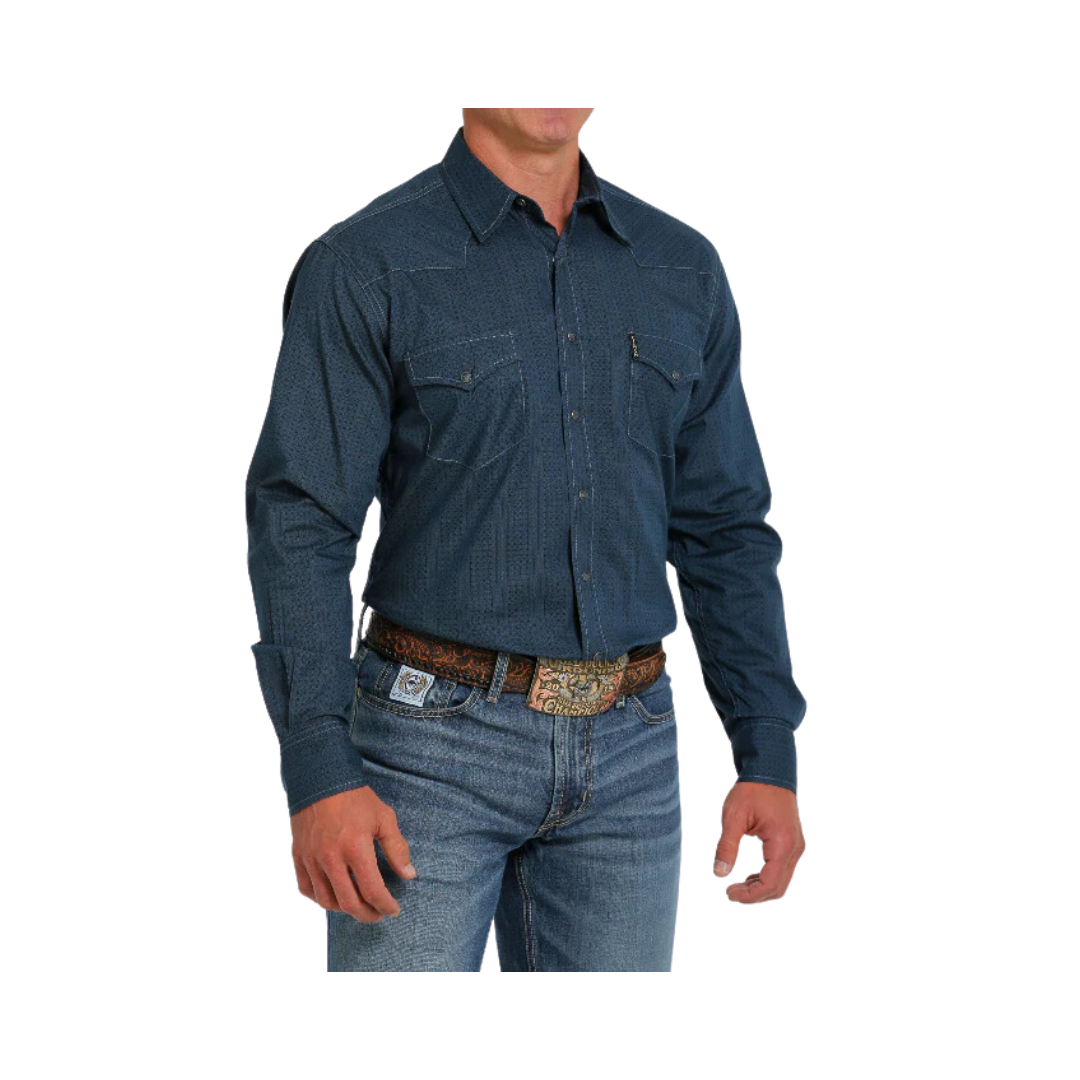 Cinch Men's Navy Modern Print Button Down Shirt