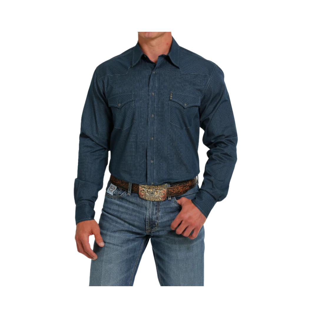 Cinch Men's Navy Modern Print Button Down Shirt