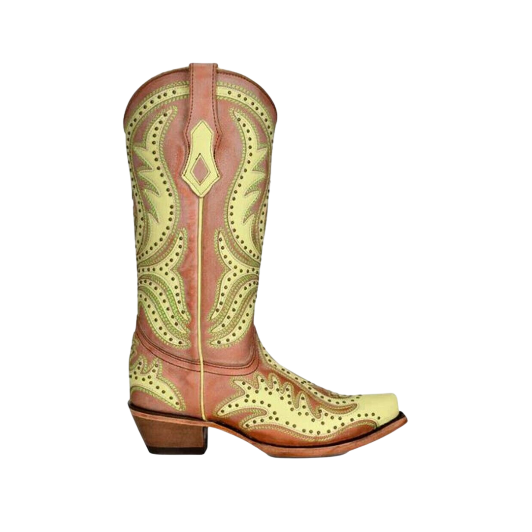 Corral Women's Neon Overlay Embroidered Lime Green Boots