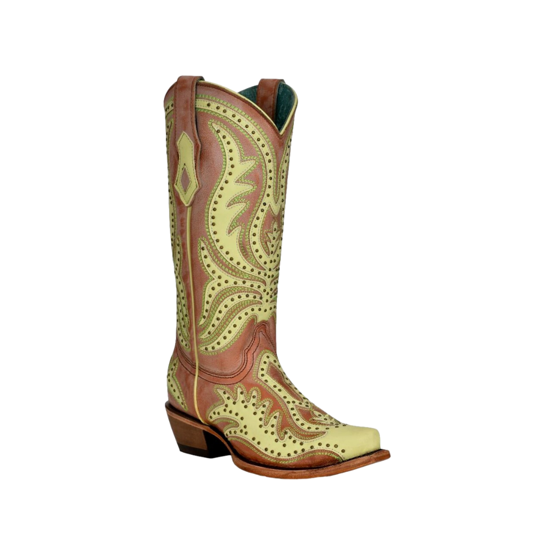 Corral Women's Neon Overlay Embroidered Lime Green Boots