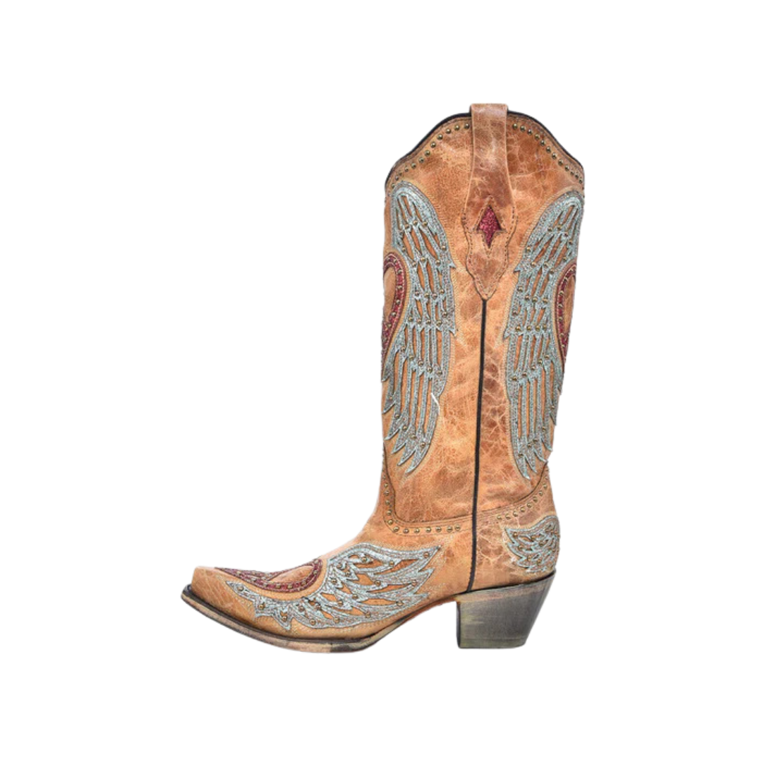 Corral Boots Women's Sand Heart Wings Overlay Boots