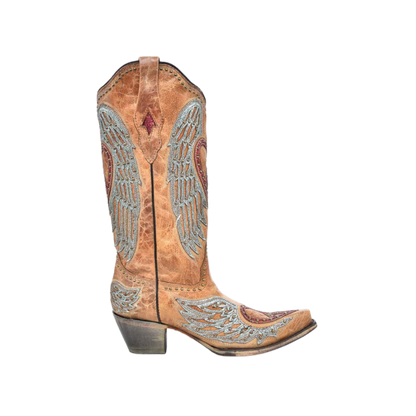 Corral heart angel wing cowgirl boots square toe best sale