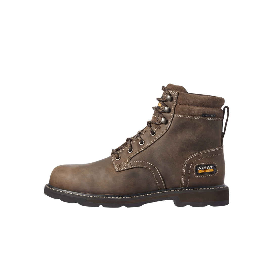 Ariat Men's Groundbreaker 6 Steel Toe Work Brown Boots