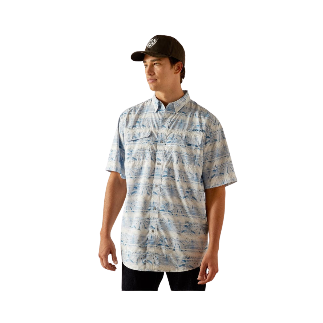 Ariat Men's Venttek Outbound Dawn Classic Fit Short Sleeve Blue Shirt