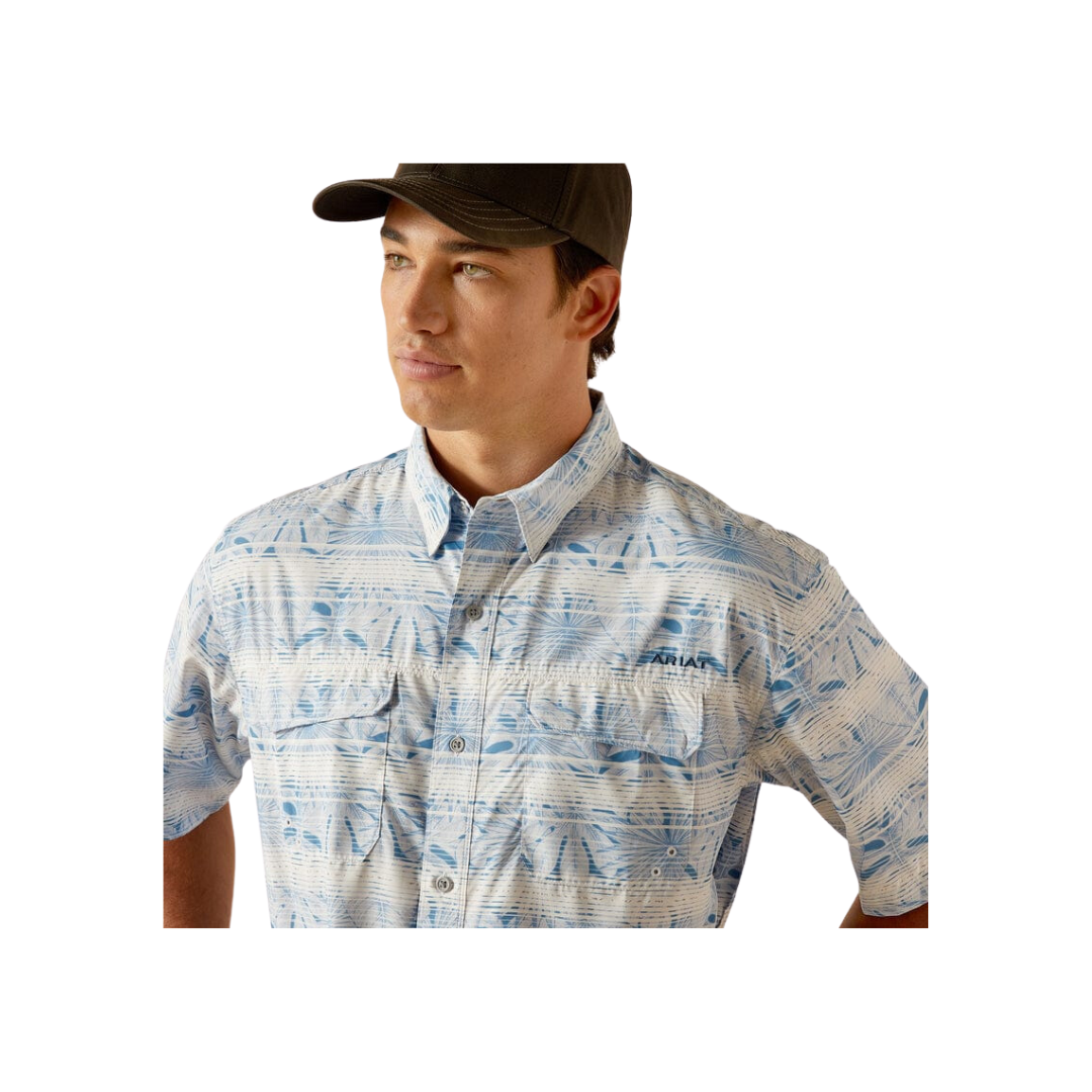 Ariat Men's Venttek Outbound Dawn Classic Fit Short Sleeve Blue Shirt