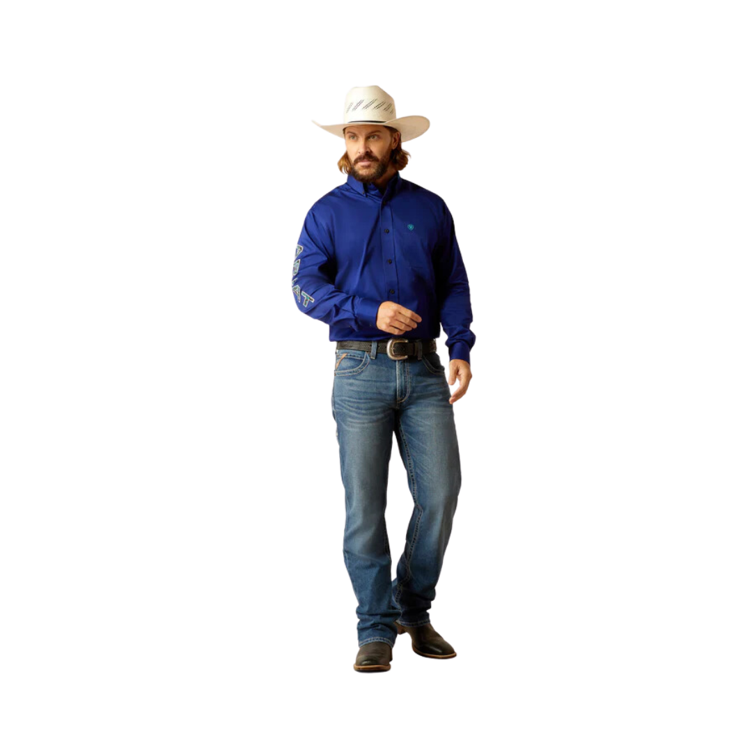 Ariat Men's Team Logo Twill Royal Classic Fit Blue Shirt