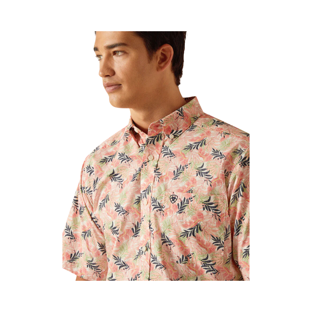 Ariat Men's Ty Fitted Short Sleeve Tea Rose Coral Shirt
