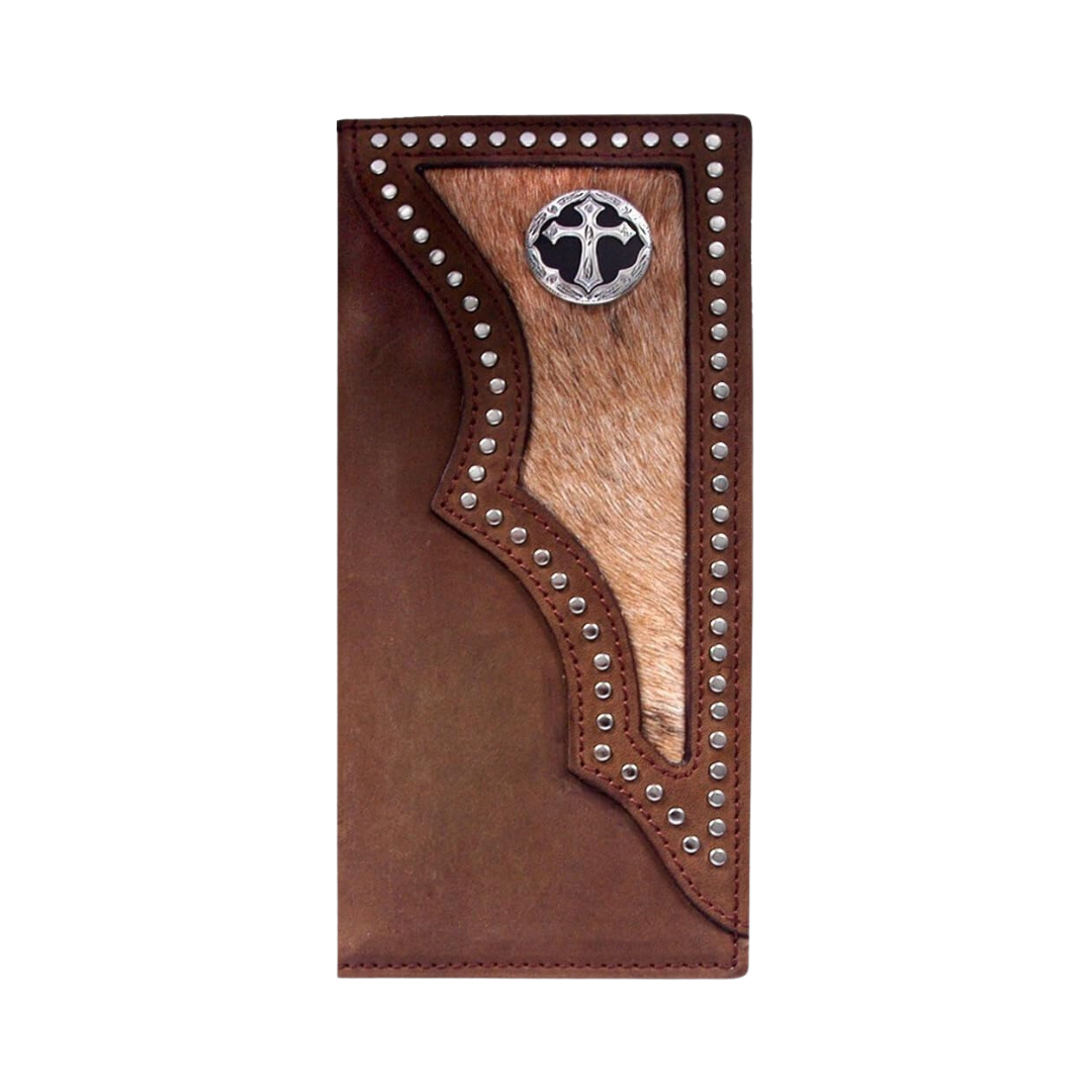 3D Belt Men's Leather Rodeo Cross Concho Brown Wallet