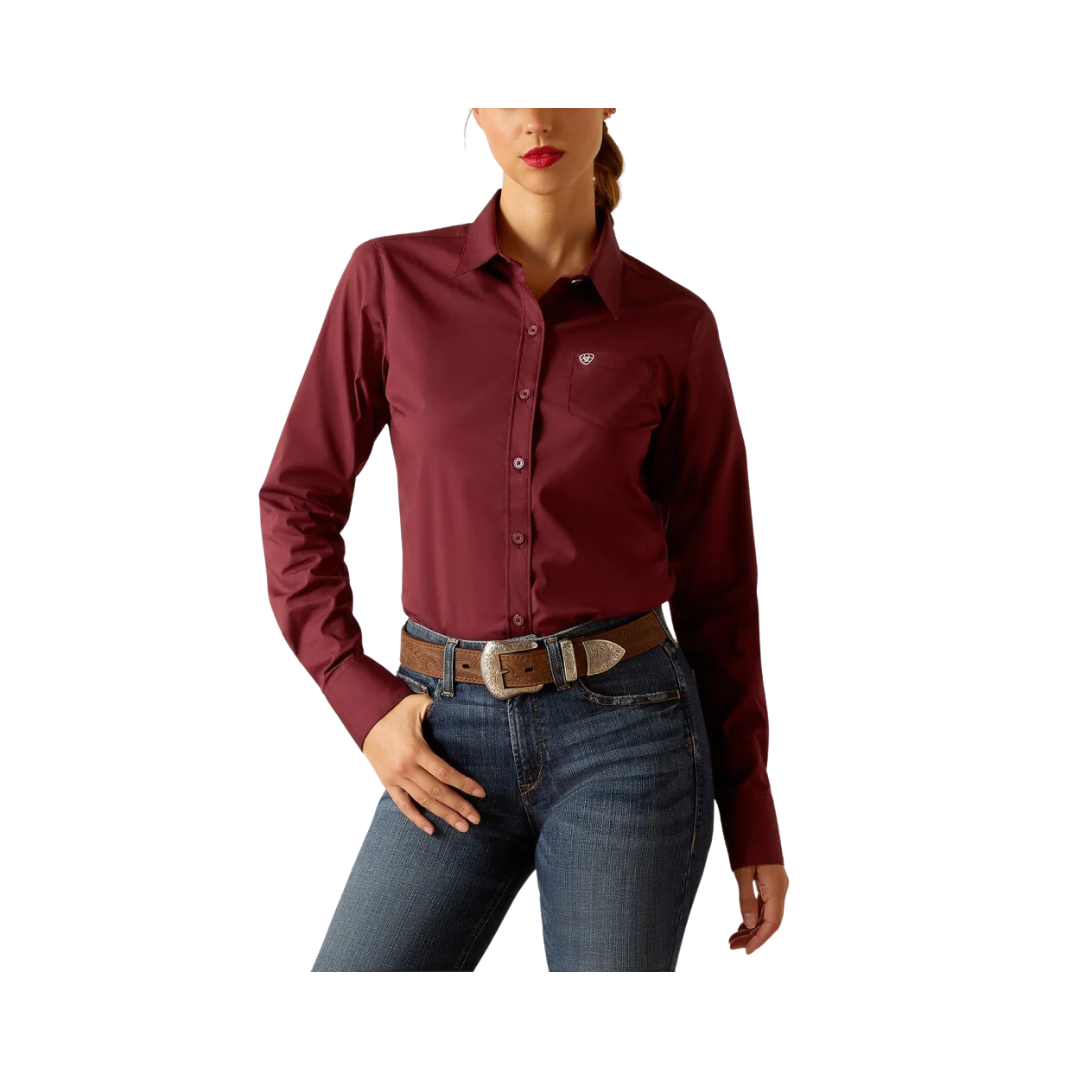 Ariat Women's Wrinkle Resist Kirby Burgundy Big Shirt