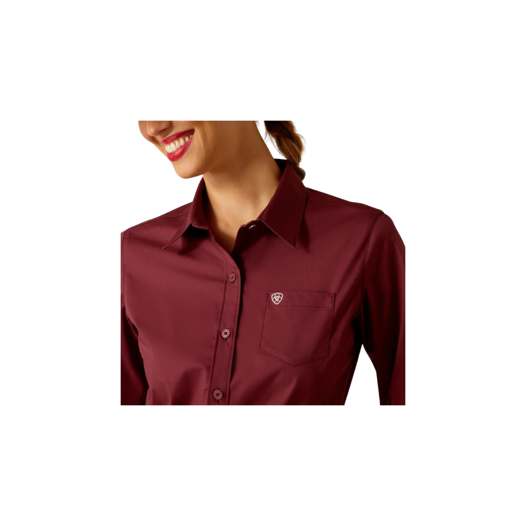 Ariat Women's Wrinkle Resist Kirby Burgundy Big Shirt