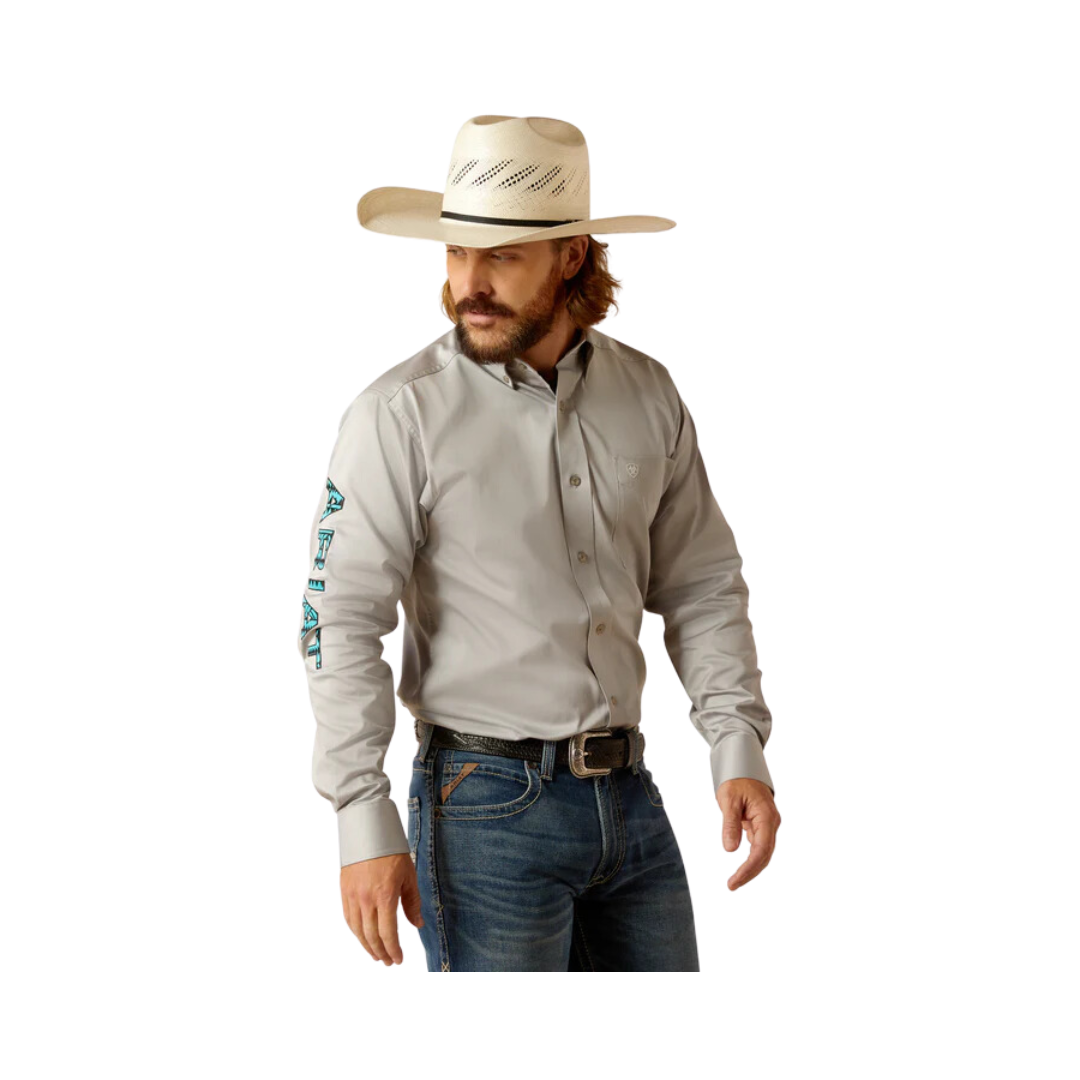 Ariat Men's Team Twill Fitted Cut Grey Shirt