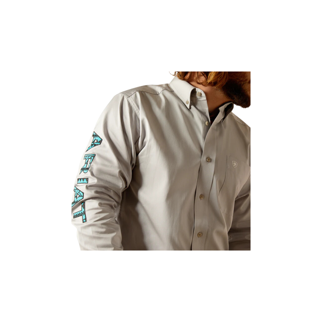 Ariat Men's Team Twill Fitted Cut Grey Shirt