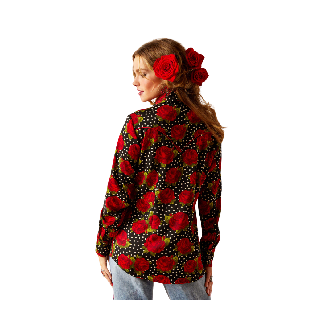 Ariat Women's Retro Rose Rodeo Quincy Punchy Polka Dot Shirt