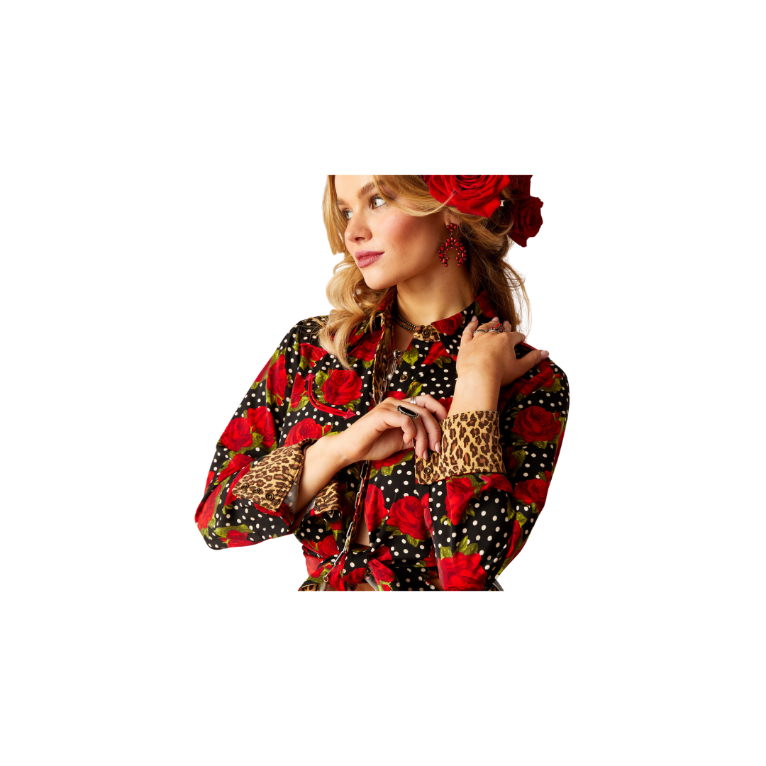 Ariat Women's Retro Rose Rodeo Quincy Punchy Polka Dot Shirt