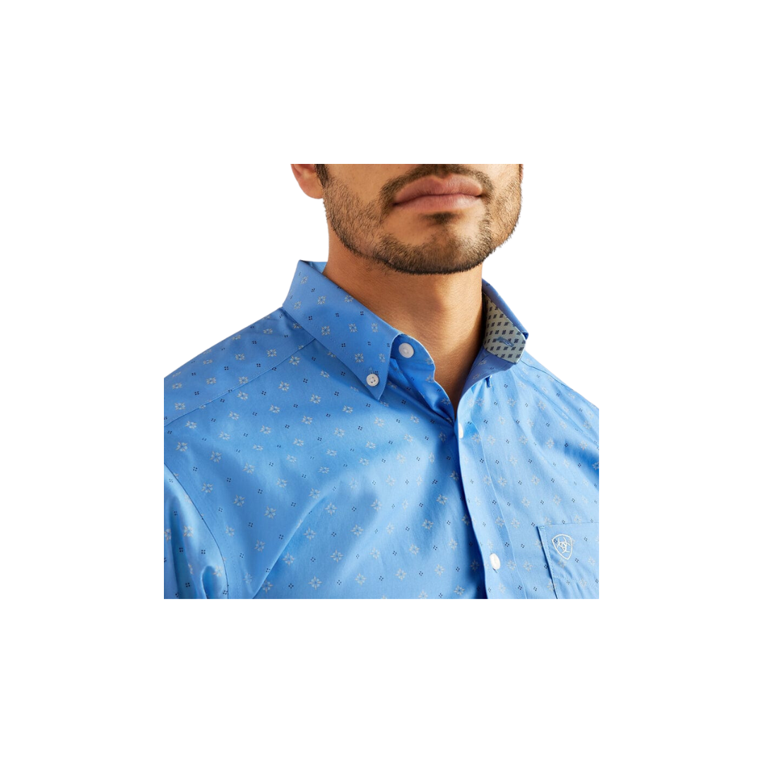 Ariat Men's Wrinkle Free Russel Regatta Long Sleeve Button Down Blue Shirt