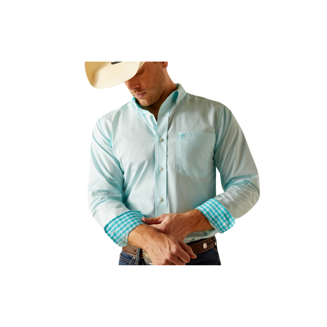 Ariat Men's Wrinkle Free Shepard Fitted Blue Radiance Shirt