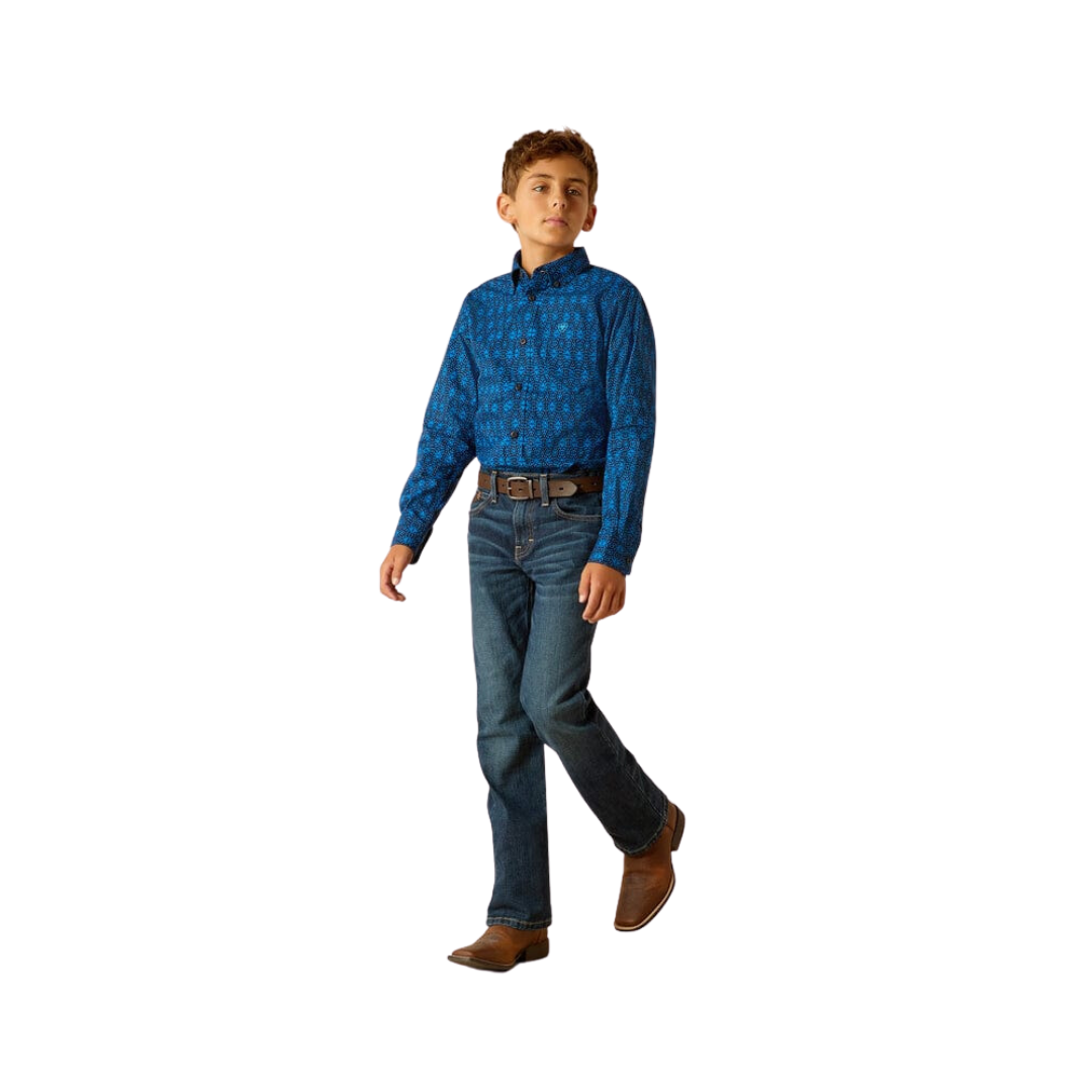 Ariat Youth Boy's Pascual Directoire Classic Fit Blue Shirt