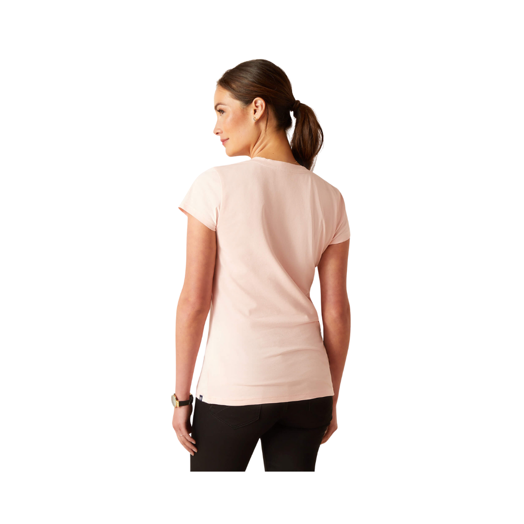 Ariat Women's Vertical Logo V Blushing Rose T-Shirt