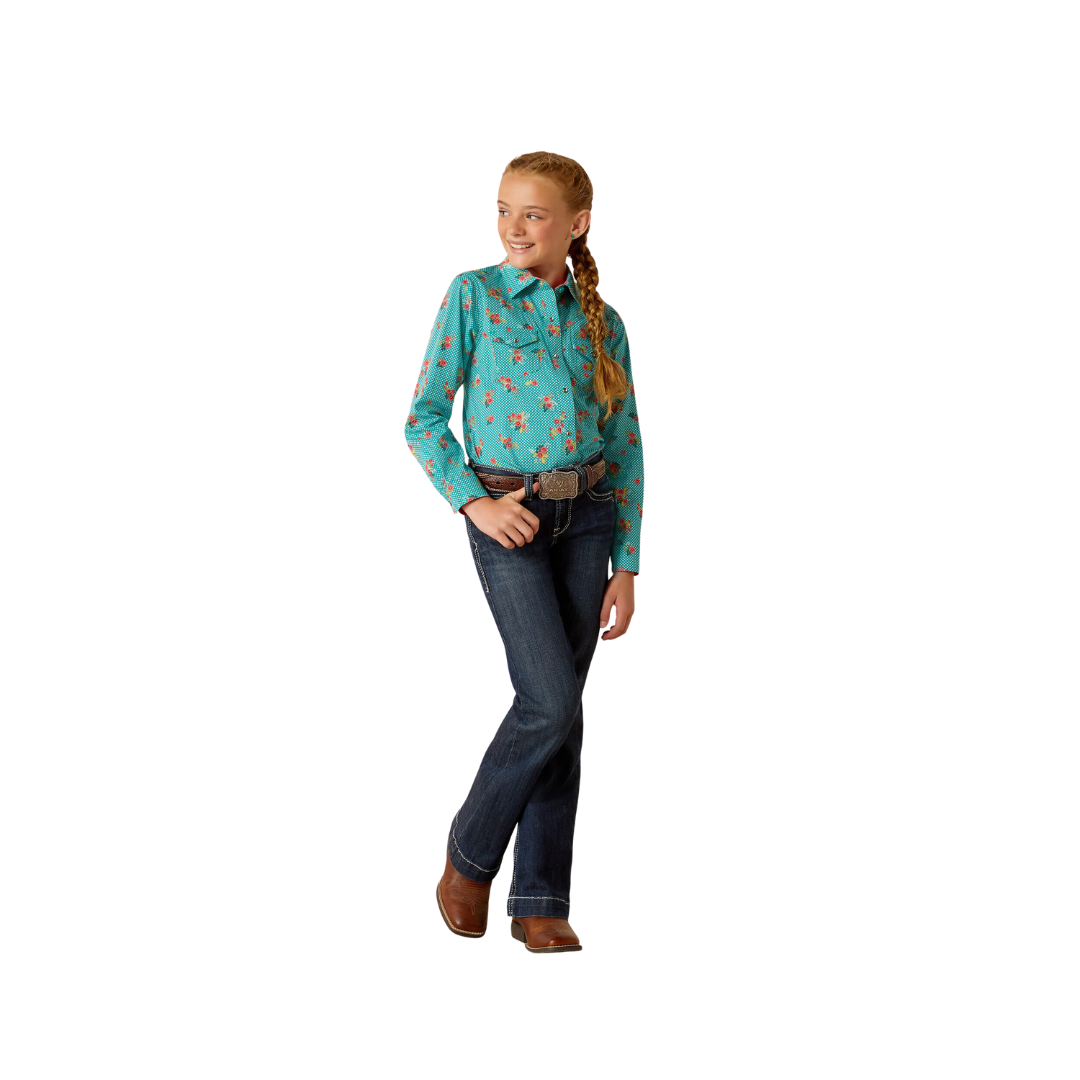 Ariat Youth Girl's Esmerelda Blue Shirt