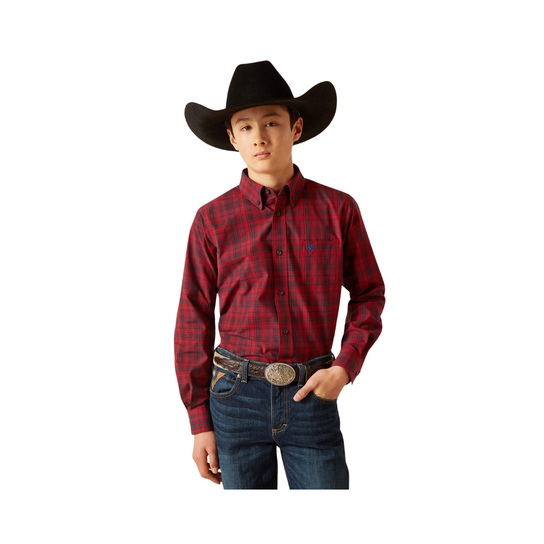 Ariat Youth Boy's Pro Series Classic Fit Paxton Red Shirt