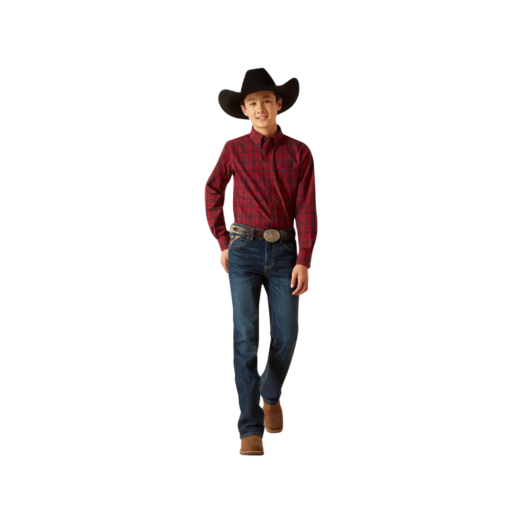 Ariat Youth Boy's Pro Series Classic Fit Paxton Red Shirt