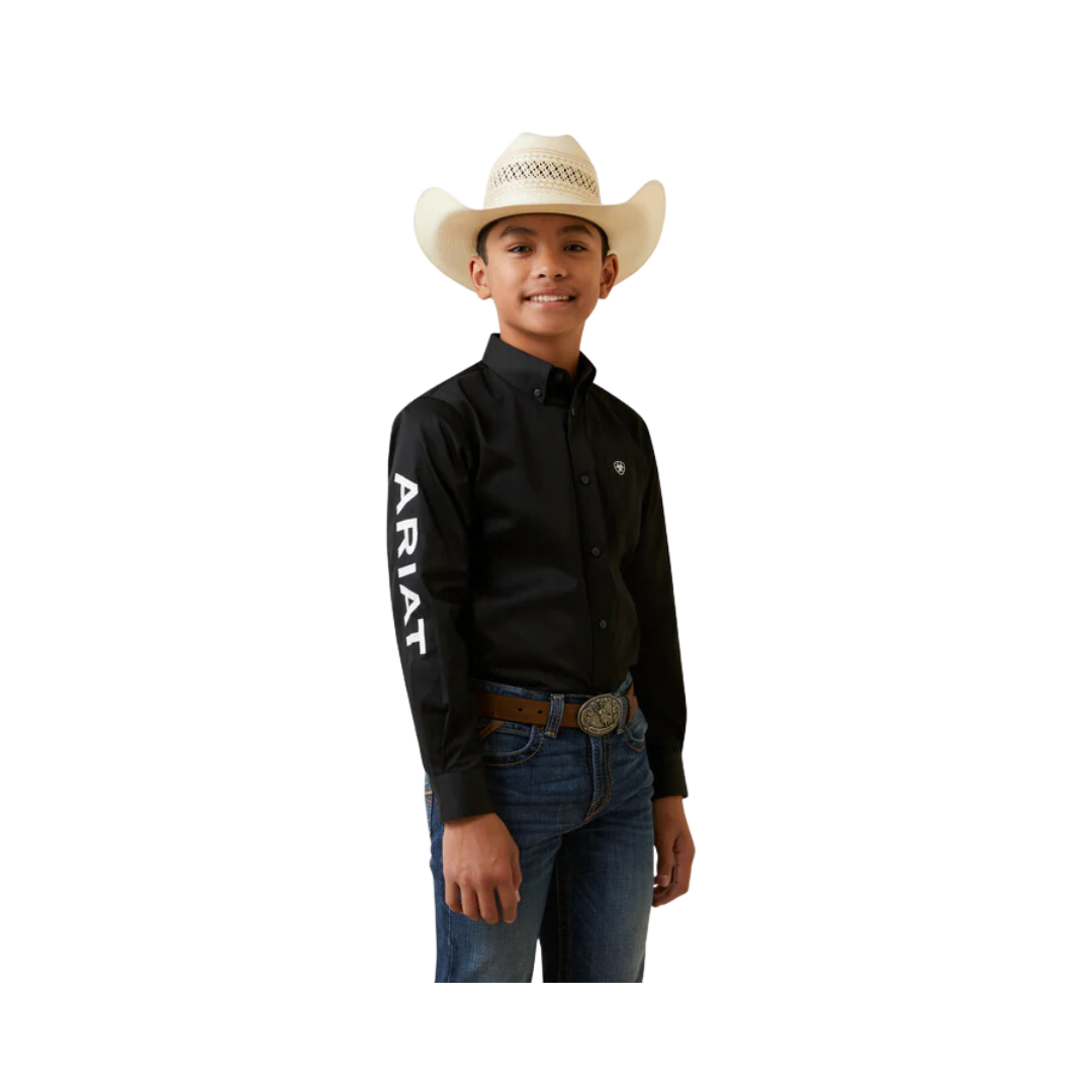 Ariat Men's Team Logo Twill Long Sleeve Black Shirt