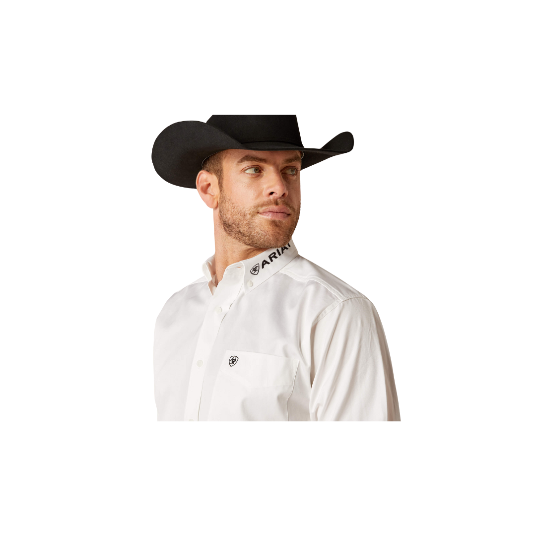 Ariat Men's Team Logo Twill Classic Fit White Black Shirt
