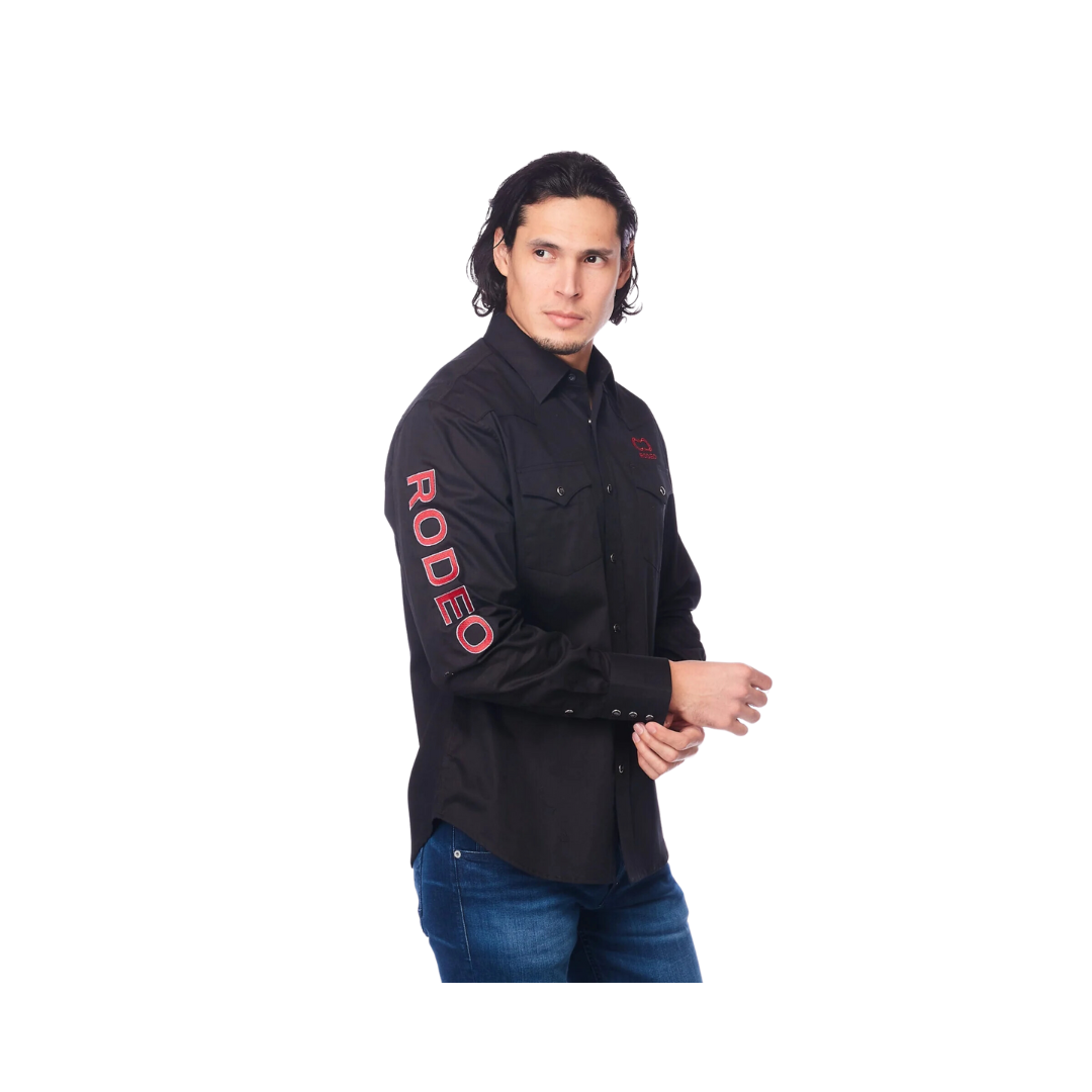 Avalon Men's Rodeo Embroidered Logo Black Shirt