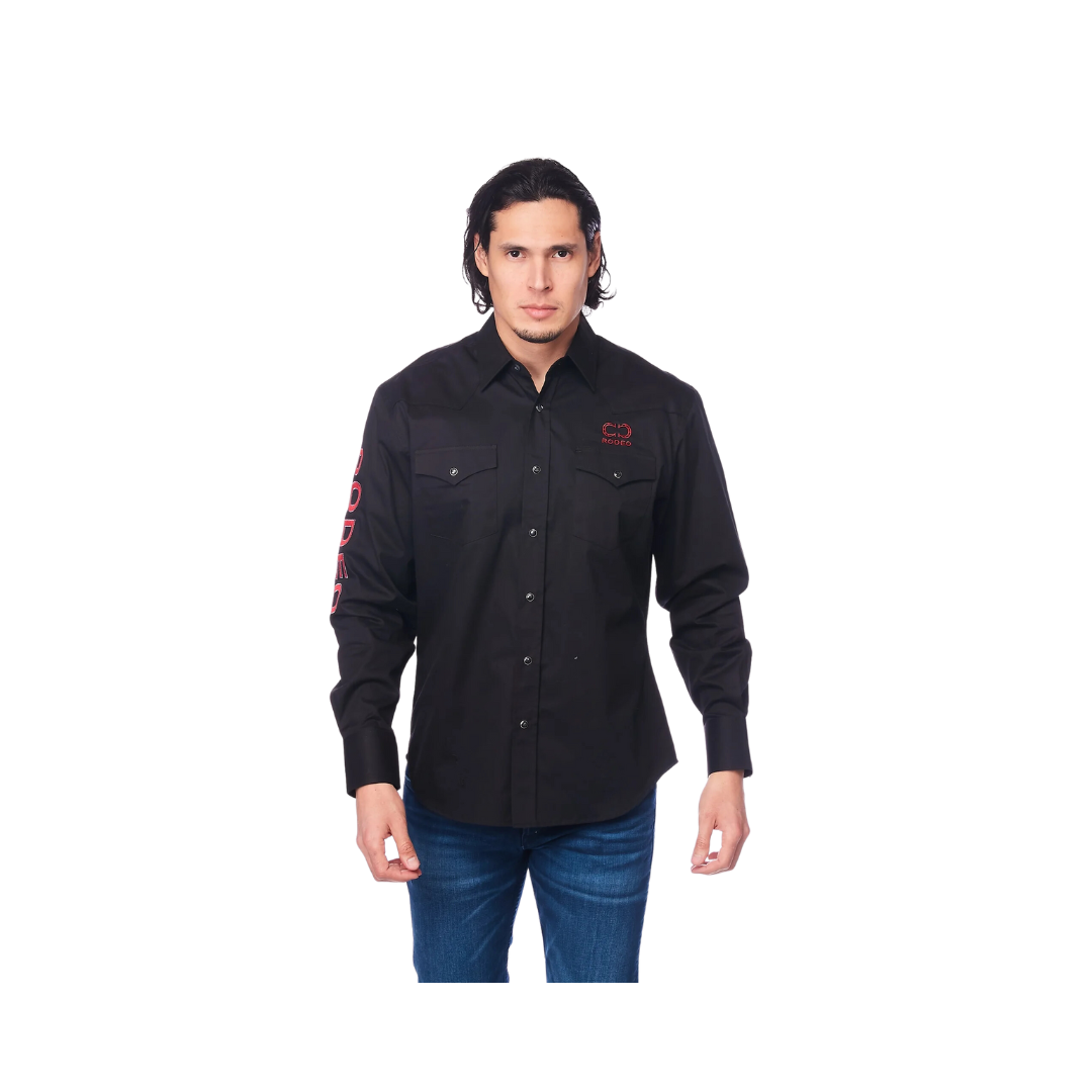 Avalon Men's Rodeo Embroidered Logo Black Shirt
