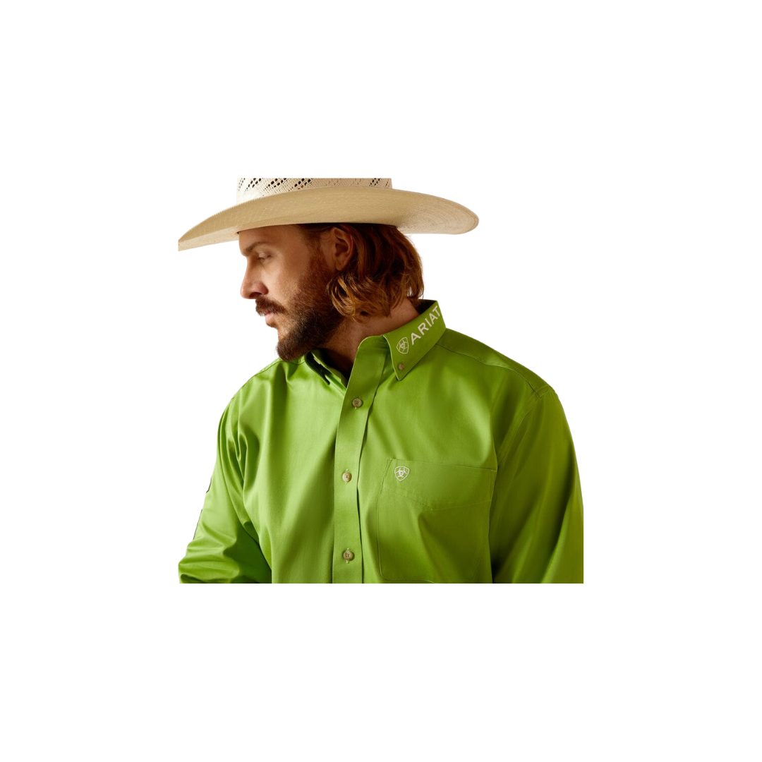 Ariat Men's Team Logo Twill Fitted Shirt – Macaw Green, Long Sleeve Button-Up (10042169)