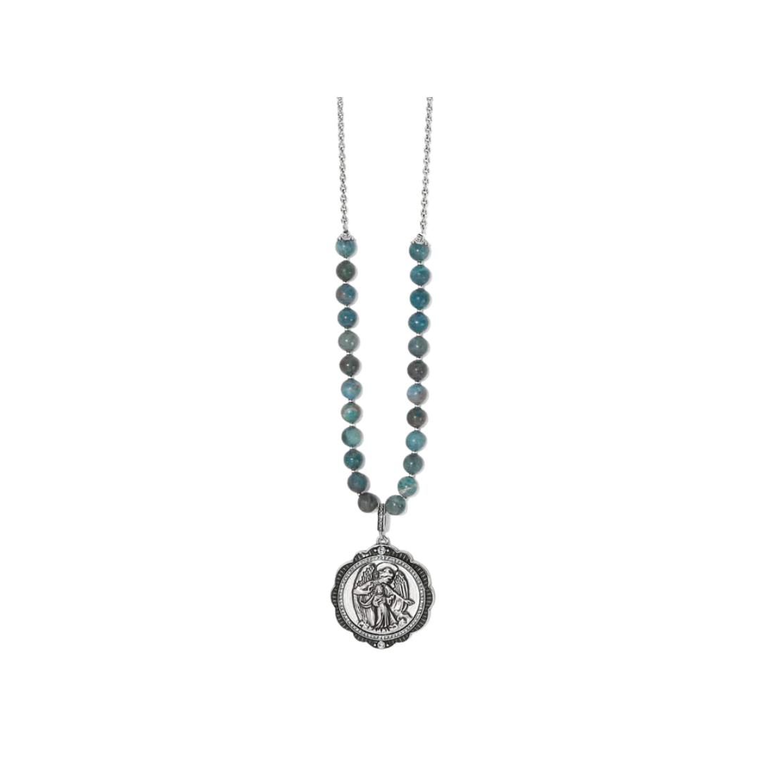Brighton Women's Protection Angel Medallion Silver Blue Necklace